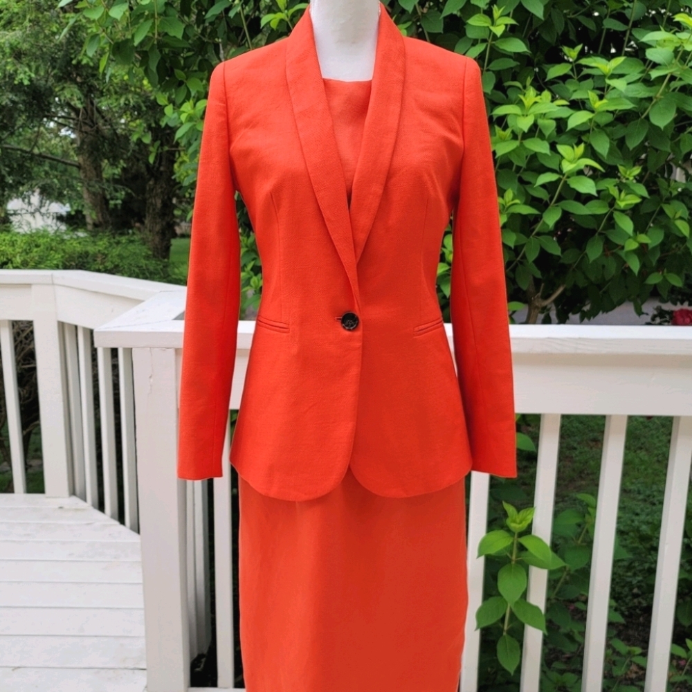 NEW! J Crew sz 2 Parke Blazer Jacket Stretch Linen Red-Orange NWT